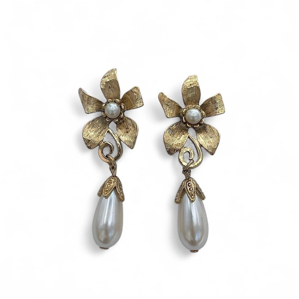Gold and Silver Floral Drop Earrings